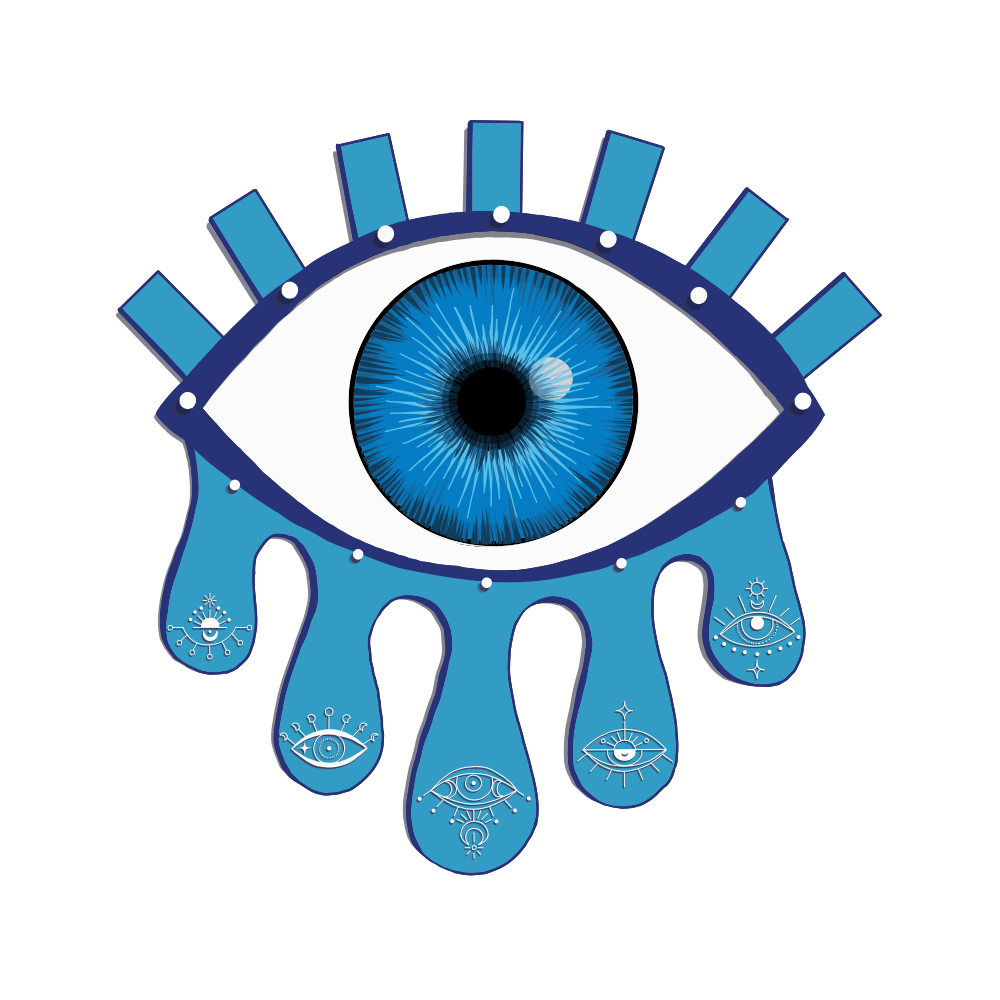 Evil eye illustration with sigils