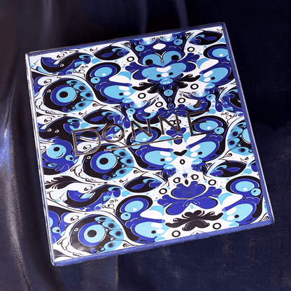 Bare Scentuals Candle Gift Set Product Lid Design featuring a custom evil eye in water and leaf design